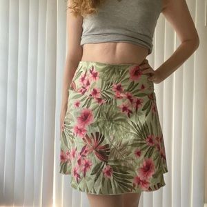 Vintage tropical print mini skirt